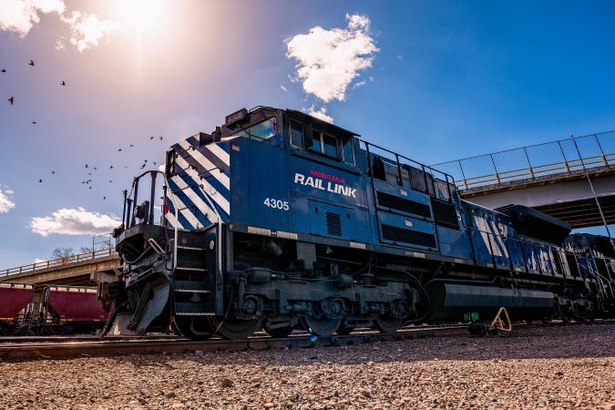 The blue and white MRL livery in Helena, Montana