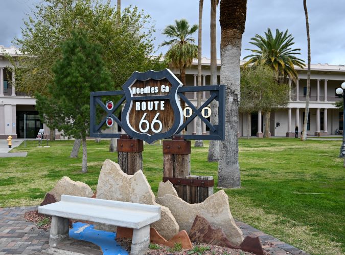 A Needles welcome sign near El Garces today.