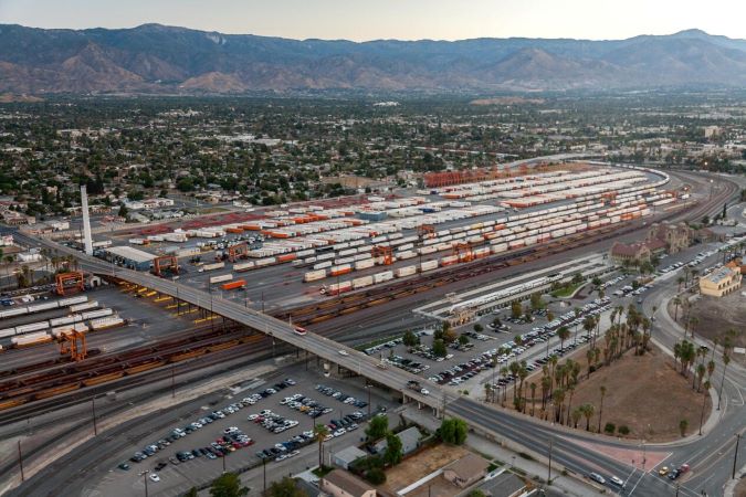 Aerial view of BNSF’s San Bernardino Intermodal Facility 